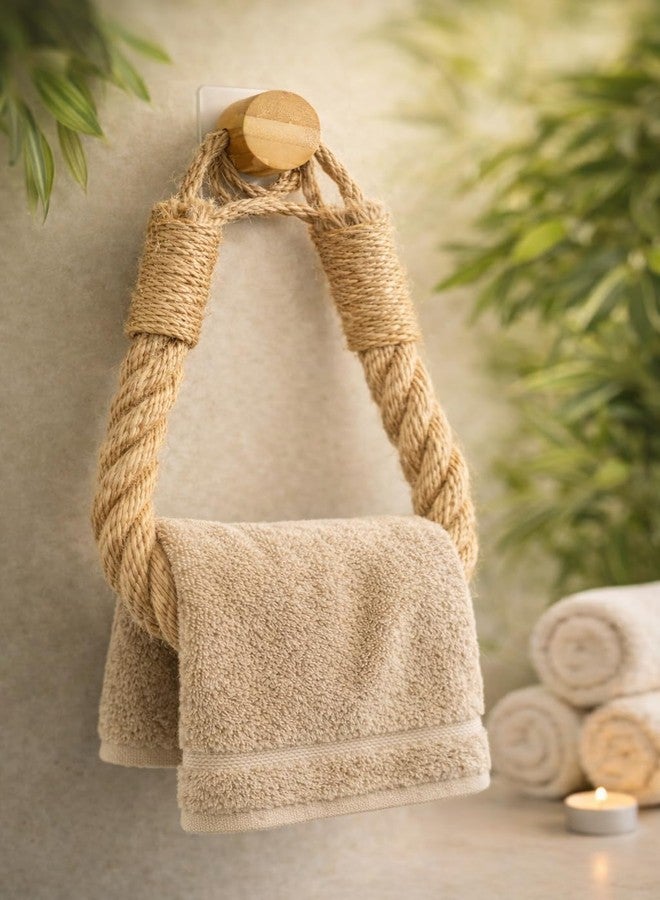 CHIBRO Toilet Roll Hanger for Bathroom | Wall Mounted Bamboo & Rope Tissue Holder | Eco-Friendly Rustic Roll Dispenser | Natural Look Toilet Paper Holder for Home Decor (Thick Rope) - Image 3